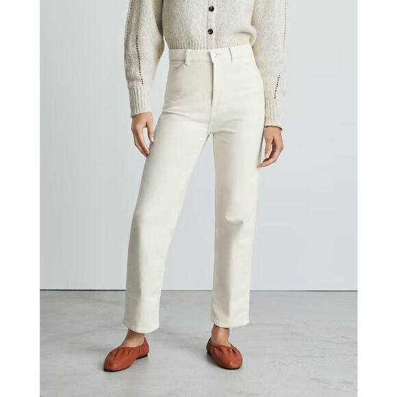 Everlane The Moleskin Way-High Pant in Canvas Beige Organic Cotton Size 16 NWT - Picture 1 of 16